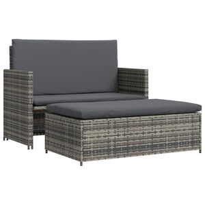 vidaXL 2-r&eacute;szes sz&uuml;rke polyrattan kerti b&uacute;torszett p&aacute;rn&aacute;kkal