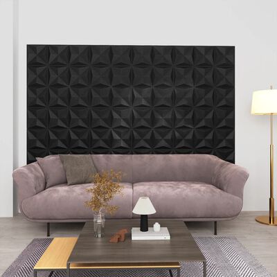 vidaXL 24 darab origami fekete 3D fali panel 50 x 50 cm 6 m²