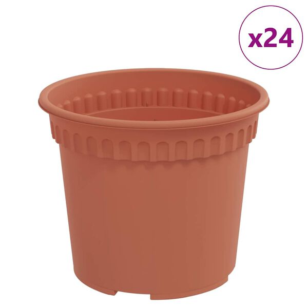 vidaXL Kerek Vir&aacute;gcser&eacute;p 24 pcs T&eacute;gla V&ouml;r&ouml;s &Oslash; 12,5 x 10 cm Műanyag