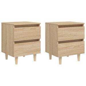 vidaXL 2 db t&ouml;lgysz&iacute;nű &eacute;jjeliszekr&eacute;ny t&ouml;m&ouml;r fenyő l&aacute;bakkal 40x35x50 cm