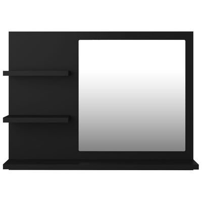 vidaXL fekete forgácslap fürdőszobai tükör 60 x 10,5 x 45 cm