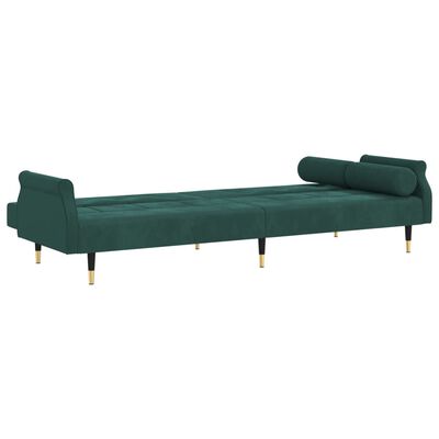 vidaXL sötétzöld bársony kanapéágy párnákkal