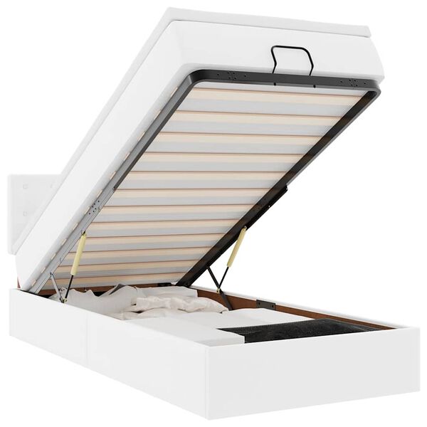 vidaXL fehér műbőr ottomán ágy matraccal 100x200cm