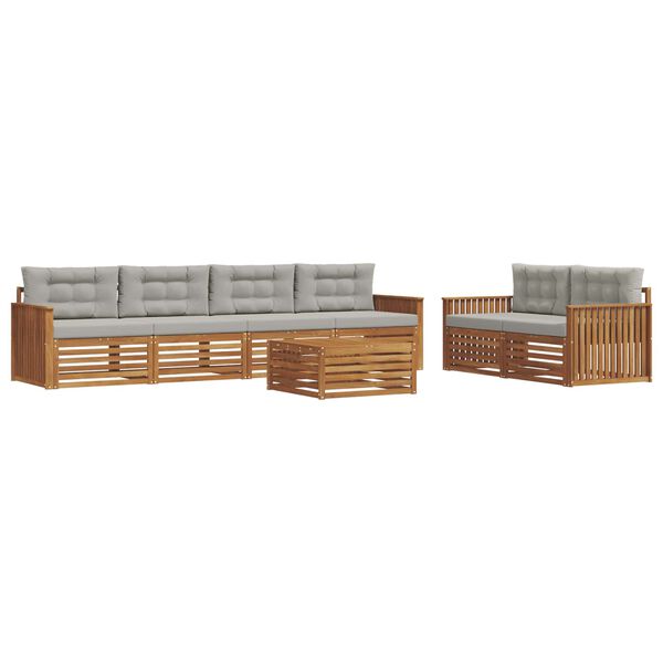 vidaXL K&uuml;lt&eacute;ri kanap&eacute; szett 7 pcs Term&eacute;szetes &eacute;s Vil&aacute;gossz&uuml;rke