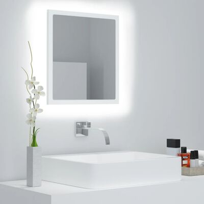vidaXL fehér LED-es szerelt fa fürdőszobai tükör 40 x 8,5 x 37 cm