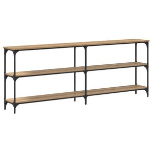 vidaXL Konzolasztal k&eacute;zműves t&ouml;lgy 200 x 29 x 75 cm M&eacute;rn&ouml;ki fa &eacute;s f&eacute;m