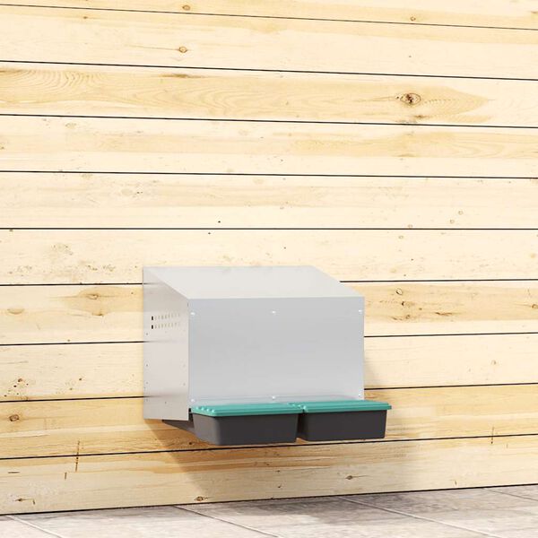 vidaXL 2 rekeszes, falra szerelhető, horganyzott ac&eacute;l csirkef&eacute;szkelől&aacute;da