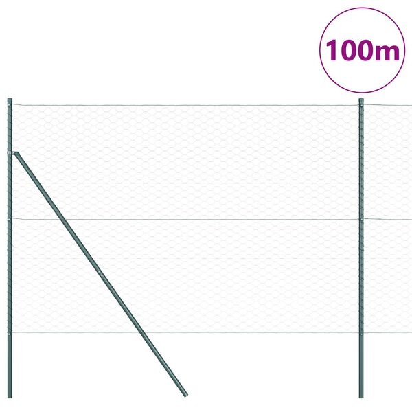 vidaXL Ker&iacute;t&eacute;soszlop Z&ouml;ld 100 x 1,6 m (50 mm-es h&aacute;l&oacute;) Ac&eacute;l &eacute;s PVC