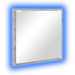 vidaXL LED F&uuml;rdőszoba T&uuml;k&ouml;r Sz&uuml;rke Sonoma 40 x 37 x 8.5 cm Szerelt Fa