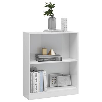vidaXL magasfényű fehér szerelt fa könyvespolc 60 x 24 x 76 cm