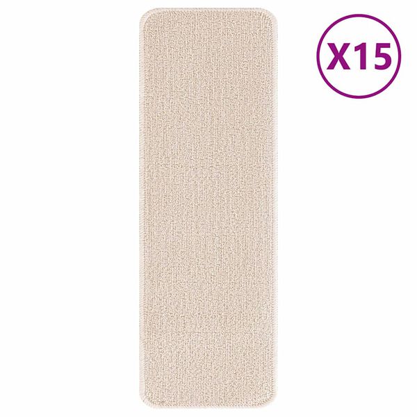 vidaXL Cs&uacute;sz&aacute;smentes L&eacute;pcsőszőnyegek 15 pcs Kr&eacute;m 60 x 25 cm PP