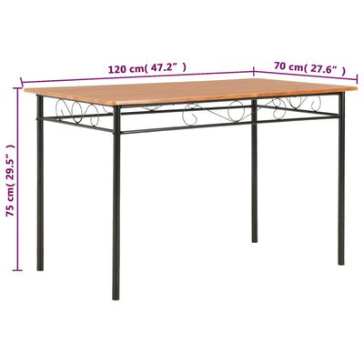 vidaXL barna MDF étkezőasztal 120 x 70 x 75 cm