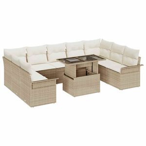 vidaXL Kerti Kanap&eacute; Szett 10 db B&eacute;zs [Műanyag]: Poly Rattan