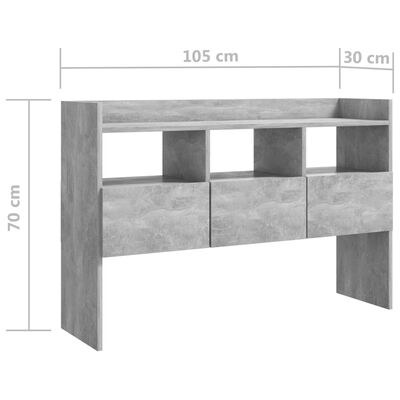 vidaXL betonszürke forgácslap tálalószekrény 105 x 30 x 70 cm