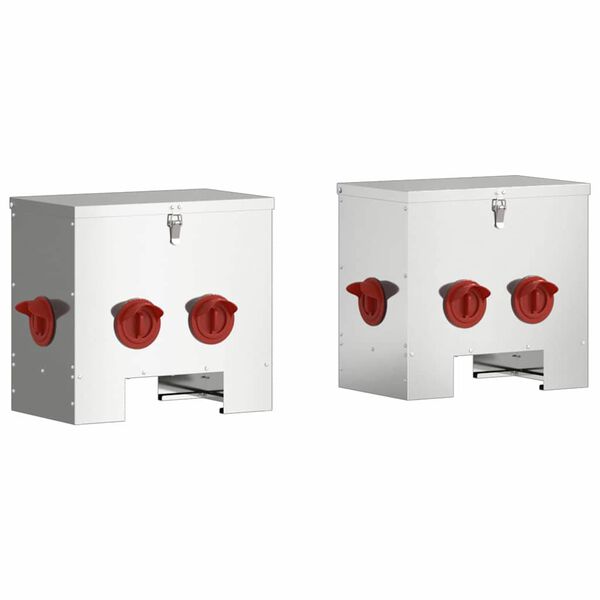 vidaXL Csirke etető 2 pcs Ez&uuml;st 40,5 x 25 x 38 cm Horganyzott ac&eacute;l