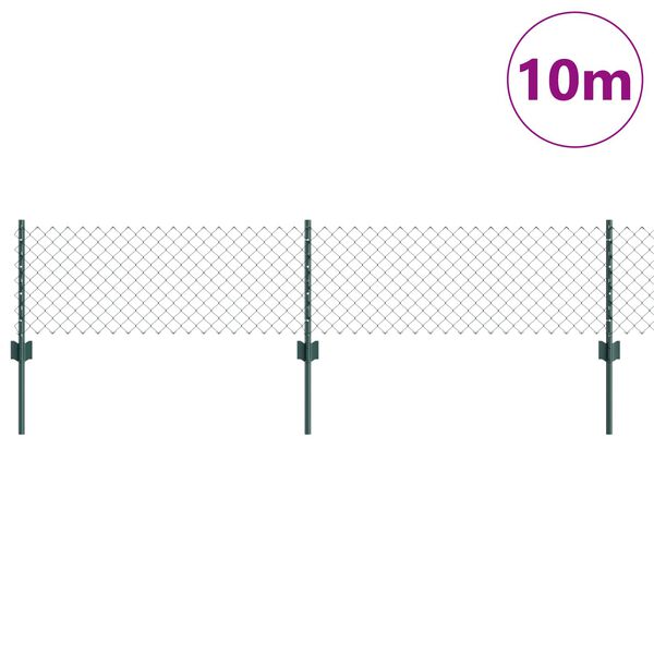 vidaXL Ker&iacute;t&eacute;s oszlopokkal Z&ouml;ld 0,4 x 10 m Ac&eacute;l &eacute;s PVC
