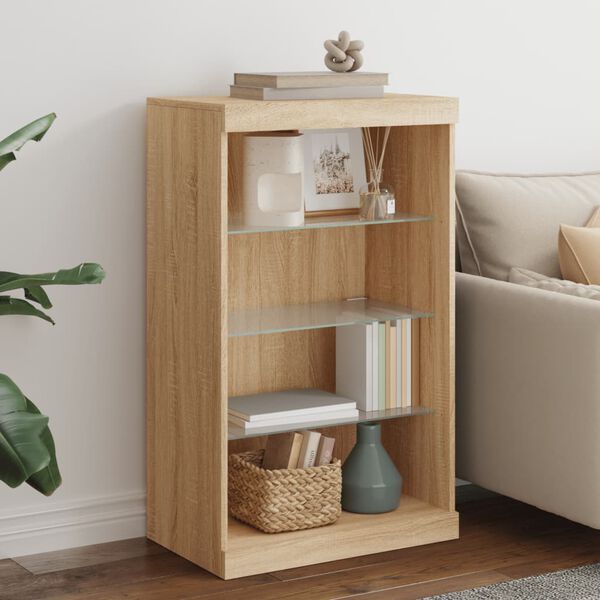 vidaXL sonoma t&ouml;lgy sz&iacute;nű t&aacute;lal&oacute;szekr&eacute;ny LED-ekkel 60,5 x 37 x 100 cm