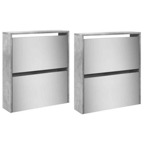 vidaXL betonsz&uuml;rke 4 szintes cipőszekr&eacute;ny t&uuml;k&ouml;rrel 63 x 17 x 134 cm