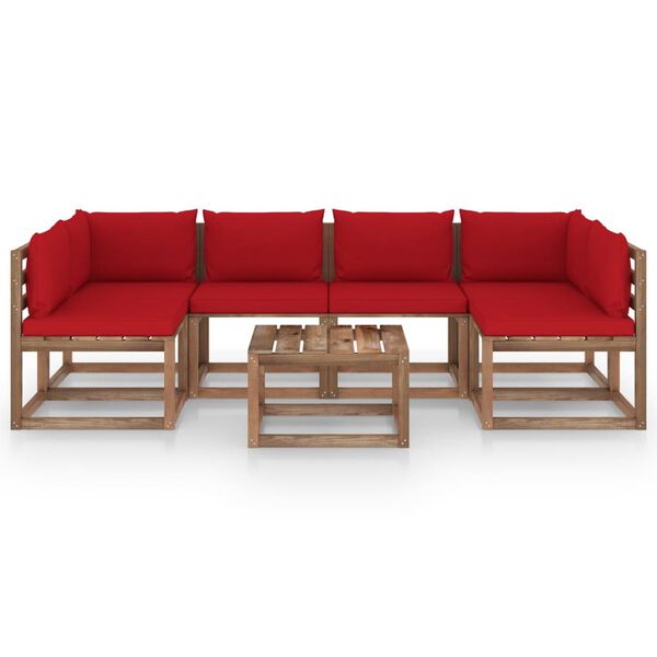 vidaXL 7 r&eacute;szes impregn&aacute;lt fenyőfa raklap-b&uacute;torgarnit&uacute;ra p&aacute;rn&aacute;kkal