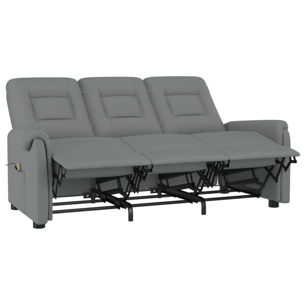 vidaXL 3 személyes szürke műbőr dönthető masszázsfotel