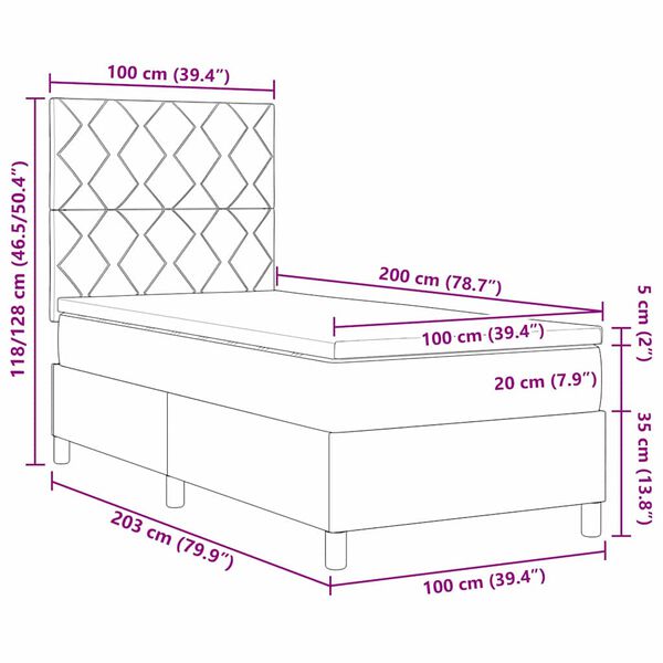 vidaXL Boxrug&oacute;s &aacute;gy matracmal fejt&aacute;ml&aacute;val K&eacute;k 100 x 200 cm sz&ouml;vet