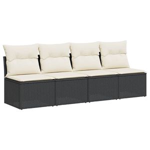 vidaXL 4 szem&eacute;lyes fekete polyrattan kerti kanap&eacute; p&aacute;rn&aacute;val