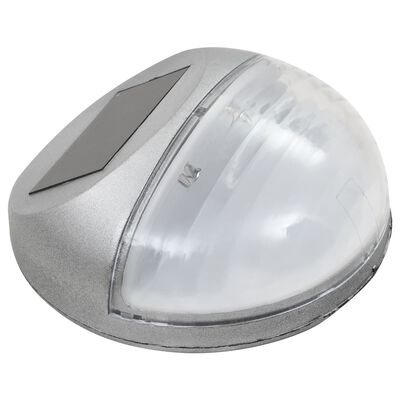 vidaXL 12 db kerek ezüstszínű kültéri napelemes LED falilámpa