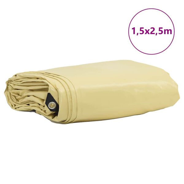 vidaXL Ponyva 650g / m² Bézs 1,5 x 2,5 m Vászon PVC bevonattal