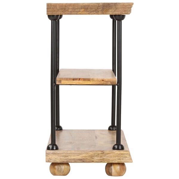 vidaXL 2-szintes tömör mangófa és acél könyvespolc 110 x 35 x 75 cm