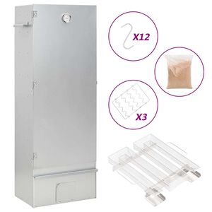 vidaXL horganyzott ac&eacute;l BBQ f&uuml;st&ouml;lőkemence hidegf&uuml;st-gener&aacute;torral