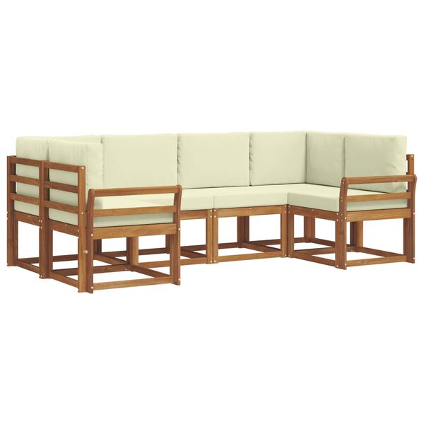 vidaXL K&uuml;lt&eacute;ri kanap&eacute; szett p&aacute;rn&aacute;val 6 pcs Term&eacute;szetes &eacute;s kr&eacute;msz&iacute;nű