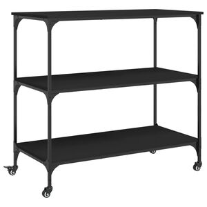 vidaXL fekete szerelt fa konyhai kocsi 102 x 50 x 95 cm