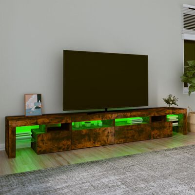 vidaXL füstös tölgyszínű TV-szekrény LED-világítással 260x36,5x40 cm
