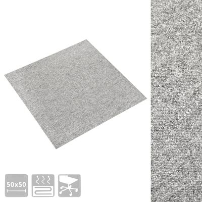 vidaXL 20 db világosszürke szőnyegpadlólap 5 m² 50 x 50 cm