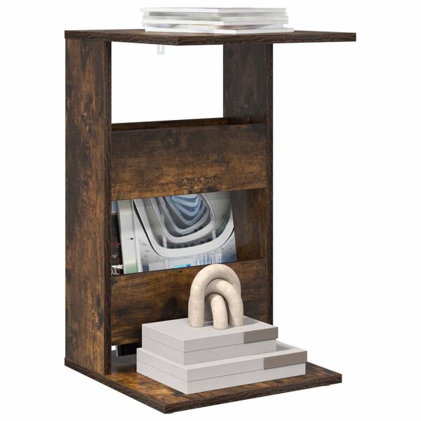 vidaXL Oldal asztal F&uuml;st&ouml;lt t&ouml;lgy 40 x 35 x 60,5 cm Faanyag