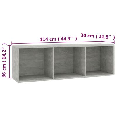 vidaXL betonszürke forgácslap könyv-/TV-szekrény 36 x 30 x 114 cm