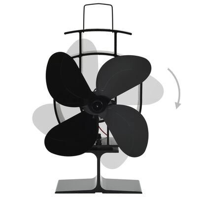 vidaXL fekete hővel meghajtott négylapátos kandalló ventilátor