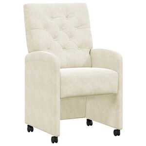 vidaXL Kerekes &Eacute;tkező Sz&eacute;kek 2 pcs Kr&eacute;m 58 x 67 x 97 cm B&aacute;rsony