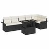vidaXL Kerti Kanap&eacute; Szett p&aacute;rn&aacute;val t&aacute;rol&oacute;val 7 pcs Fekete Poli rattan
