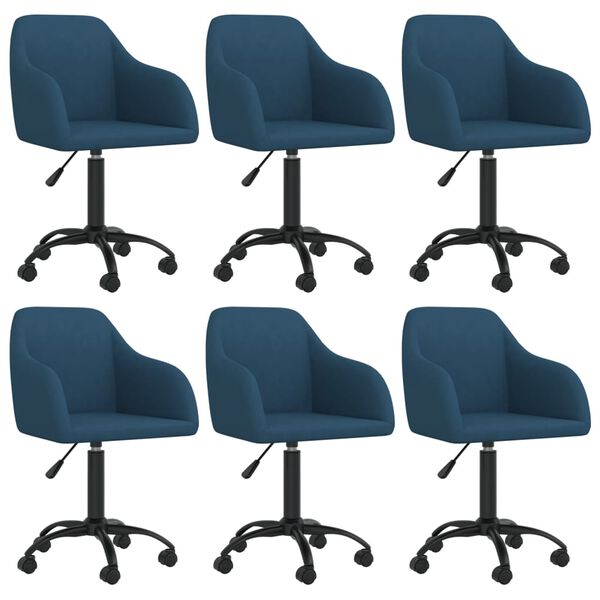 vidaXL 6 db kék bársony étkezőszék