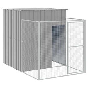 vidaXL vil&aacute;gossz&uuml;rke horganyzott ac&eacute;l tetős kutyakennel 165x251x181 cm