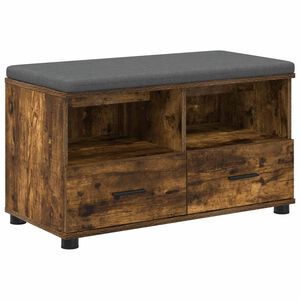 vidaXL Előt&eacute;r pad F&uuml;st&ouml;lt T&ouml;lgy 80 x 38 x 46 cm Műanyag Fa &eacute;s Sz&ouml;vet