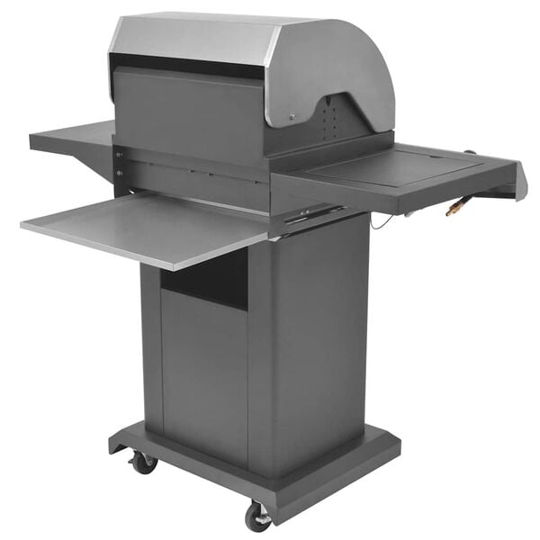 vidaXL G&aacute;z Grills&uuml;tő ker&eacute;kkel ajt&oacute;val Ez&uuml;st Ac&eacute;l f&eacute;m t&ouml;mlővel