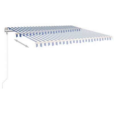 vidaXL kék és fehér kézzel kihúzható napellenző póznákkal 4 x 3 m