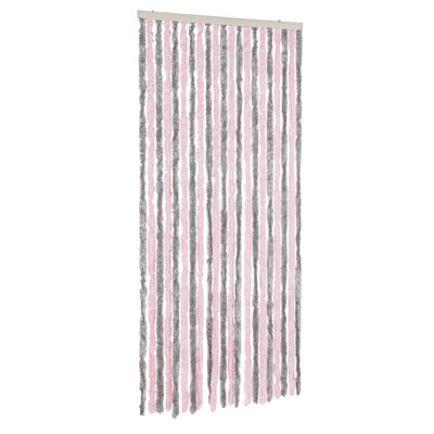 vidaXL ezüstszürke és rózsaszín zsenília rovarfüggöny 100 x 230 cm