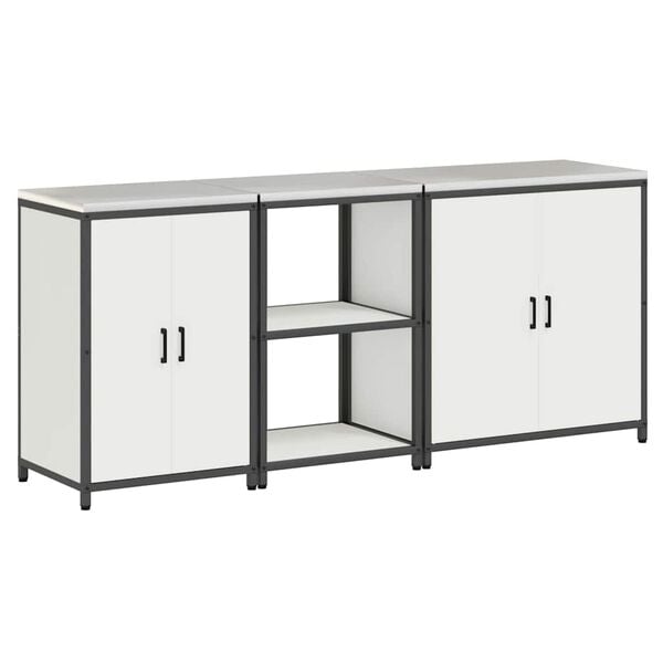 vidaXL Konyhai T&aacute;rol&oacute; K&eacute;szlet 3 pcs Feh&eacute;r Hidegen hengerelt ac&eacute;l