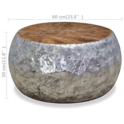 vidaXL alumínium és tíkfa dohányzóasztal 60 x 60 x 30 cm