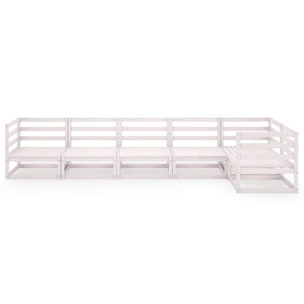 vidaXL 6 r&eacute;szes feh&eacute;r t&ouml;m&ouml;r fenyőfa kerti &uuml;lőgarnit&uacute;ra