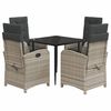 vidaXL 5r&eacute;szes vil&aacute;gossz&uuml;rke polyrattan kerti &eacute;tkezőgarnit&uacute;ra p&aacute;rn&aacute;val