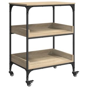 vidaXL Konyhai kocsi Sonoma t&ouml;lgy 60 x 41 x 80,5 cm Szerelt Fa